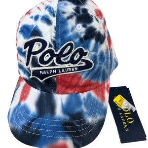 NWT OS Adjustable Red White Blue Tye Die Ralph Lauren Hat
